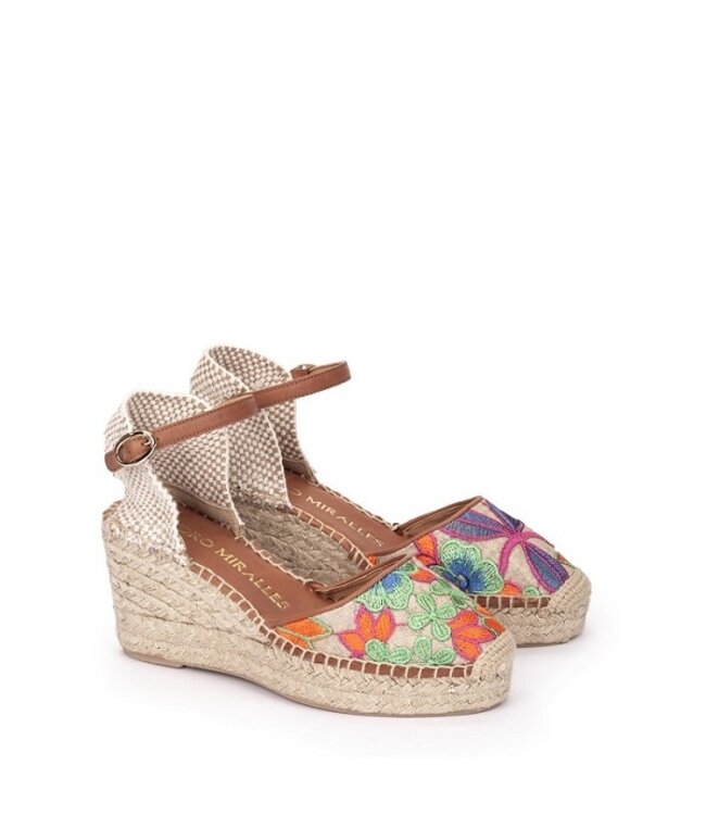 Pedro Miralles espadrilles bruin met bloemen