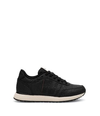 Woden Woden Ronja Croco Leather zwart dames sneakers