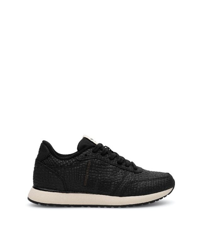 Woden Ronja Croco Leather zwart dames sneakers