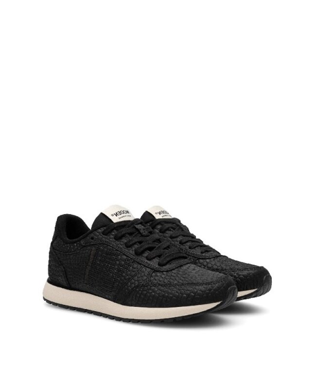 Woden Ronja Croco Leather zwart dames sneakers