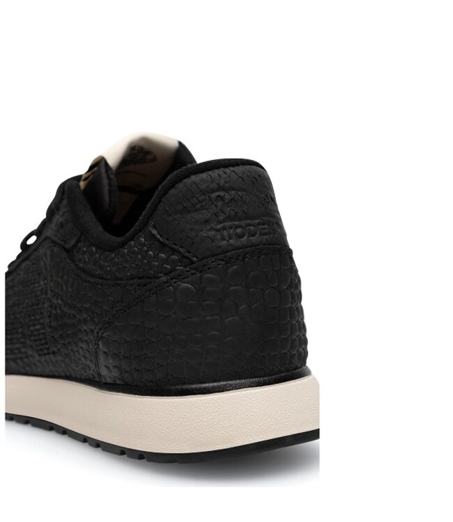 Woden Ronja Croco Leather zwart dames sneakers