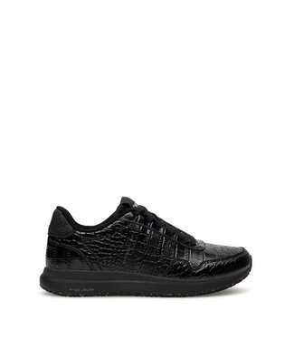 Woden Woden Nora  Natural Soft Croco zwart dames sneakers