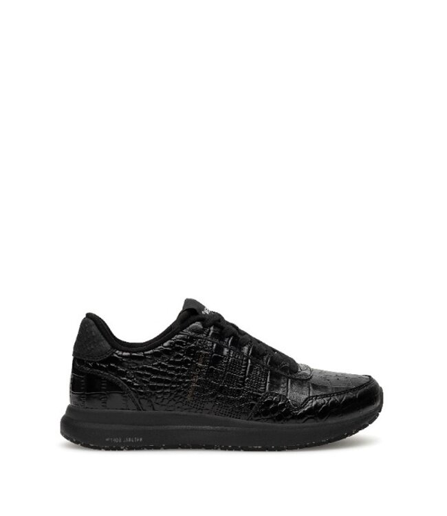 Woden Woden Nora  Natural Soft Croco zwart dames sneakers