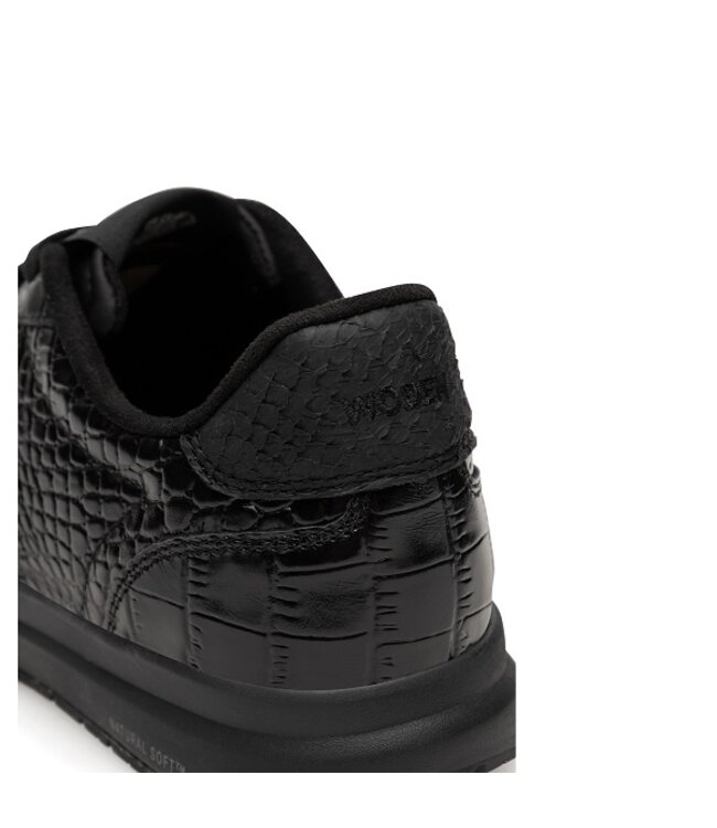 Woden Nora Natural Soft Croco black women's sneakers