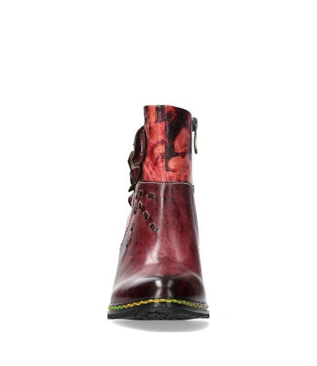 Laura Vita floral ankle boot dark red leather