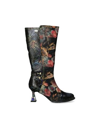 Laura Vita Laura Vita hoge laars gebloemd zwart multi