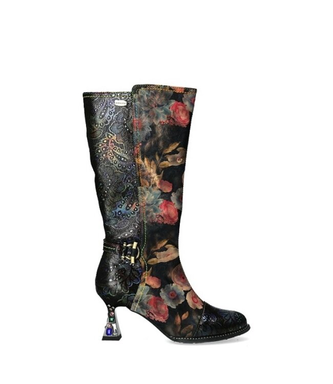 Laura Vita high boot floral black multi