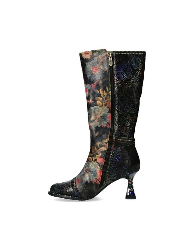 Laura Vita high boot floral black multi