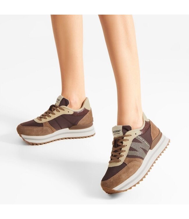 Woden Ronja Plateau brown multi women's sneakers