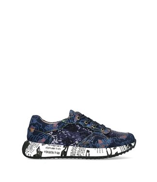 Laura Vita Laura Vita Burton sneakers blue with floral print and sequins