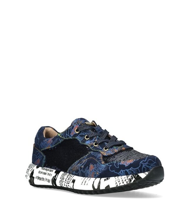 Laura Vita Burton sneakers blue with floral print and sequins