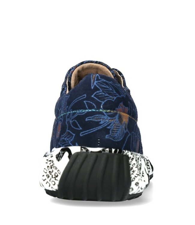 Laura Vita Burton sneakers blue with floral print and sequins