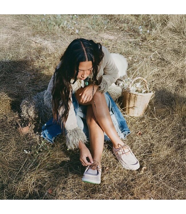 Satorisan Winter Suède lichtroze veterschoenen