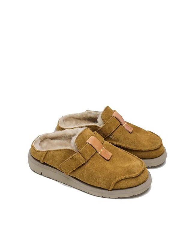 Satorisan winter slide suède met vacht mid bruin