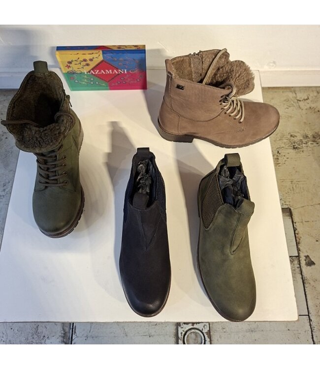 Lazamani women's Chelsea boots green nubuck