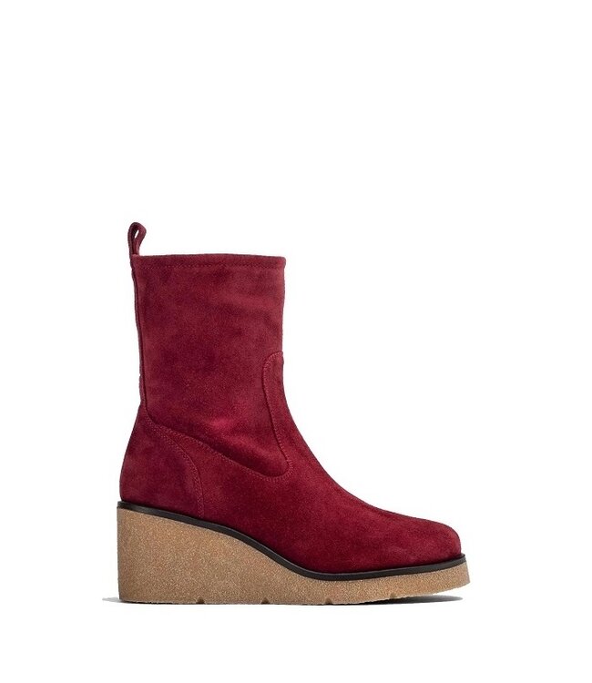 Unisa wedge boots bordeaux red suede