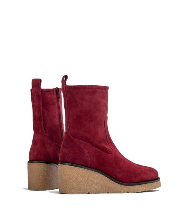 Unisa wedge boots bordeaux red suede