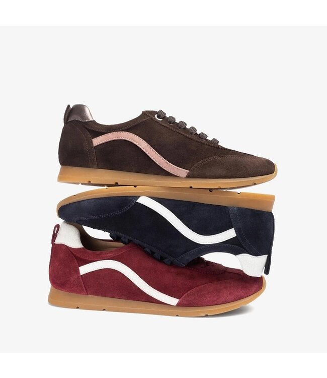 Unisa dames sneakers bordeaux rood suède