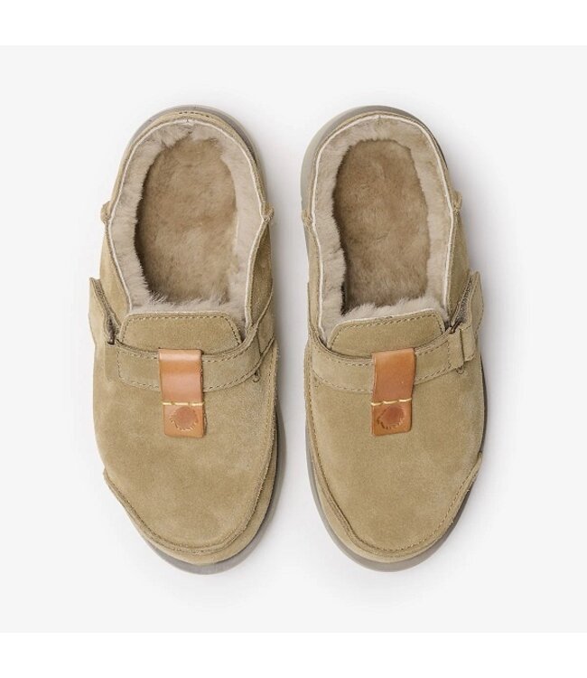 Satorisan winter slide suède met vacht taupe