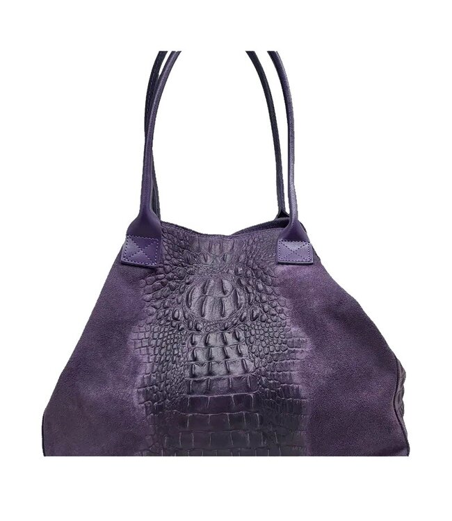 Zeen Lola croco ladies bag purple suede
