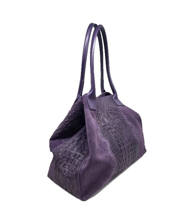 Zeen Lola croco ladies bag purple suede