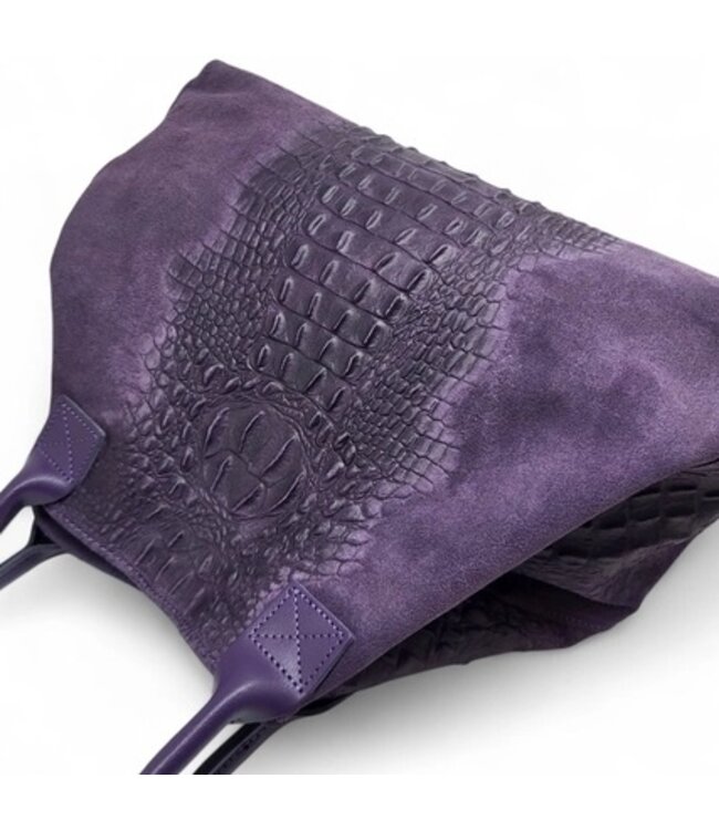 Zeen Lola croco ladies bag purple suede