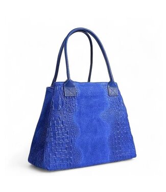 Zeen Zeen Bag Lola damestas croco electric blauw suède