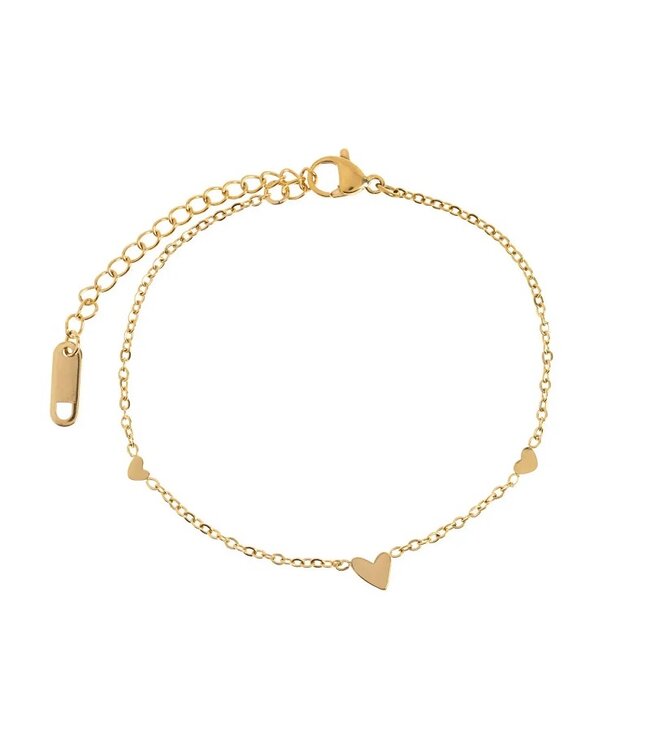 3 Small Hearts Bracelet stainless steel