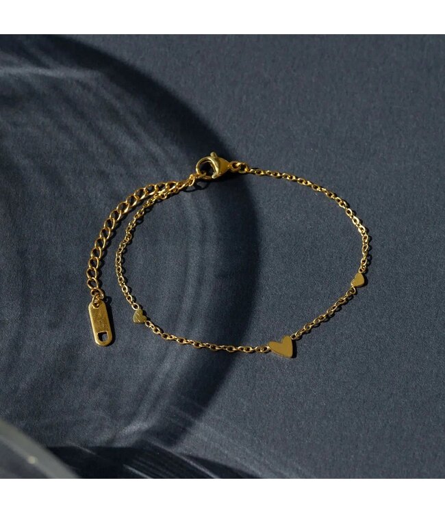 3 Small Hearts Bracelet stainless steel