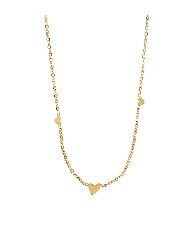 3 Small Hearts Halsketting stainless steel