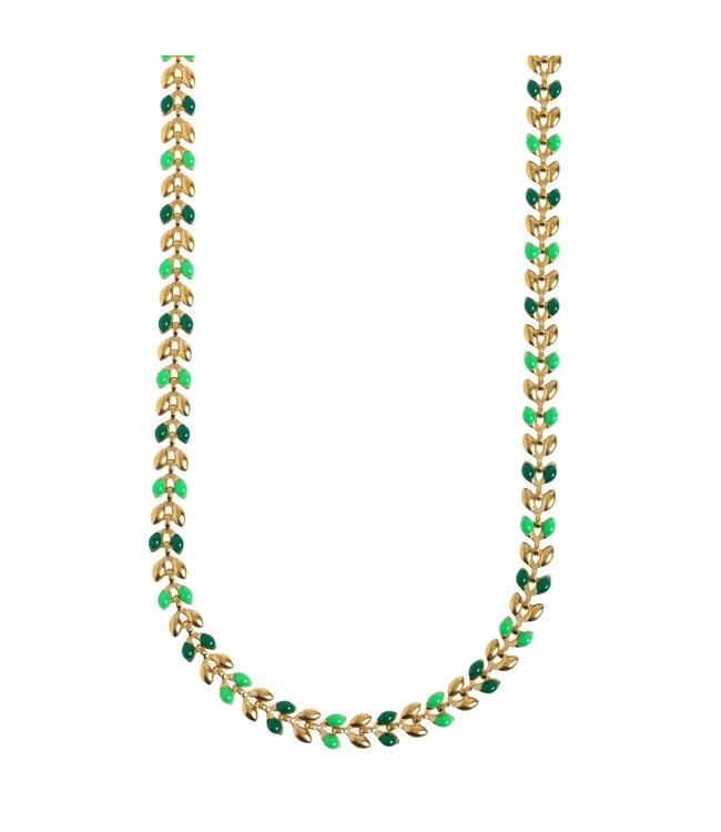 Fleur Enamel Wheat Chain Necklace stainless st