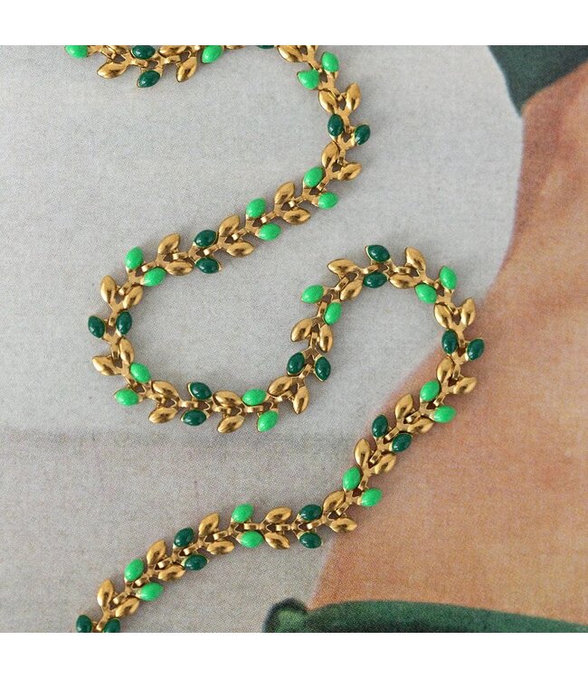 Fleur Enamel Wheat Chain Necklace stainless st