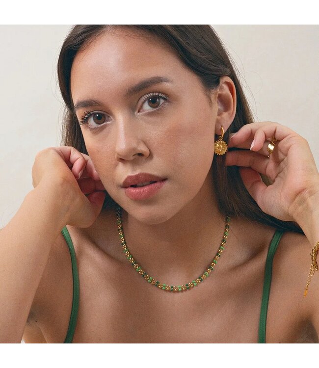 Fleur Enamel Wheat Chain Necklace stainless st