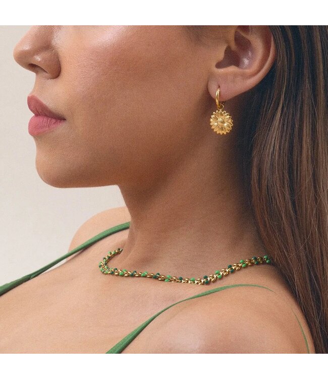 Fleur Enamel Wheat Chain Necklace stainless st