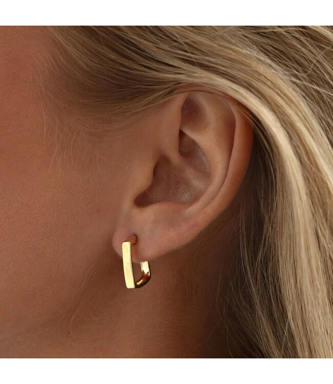 Max Square Hoop Stud Oorbellen Gold