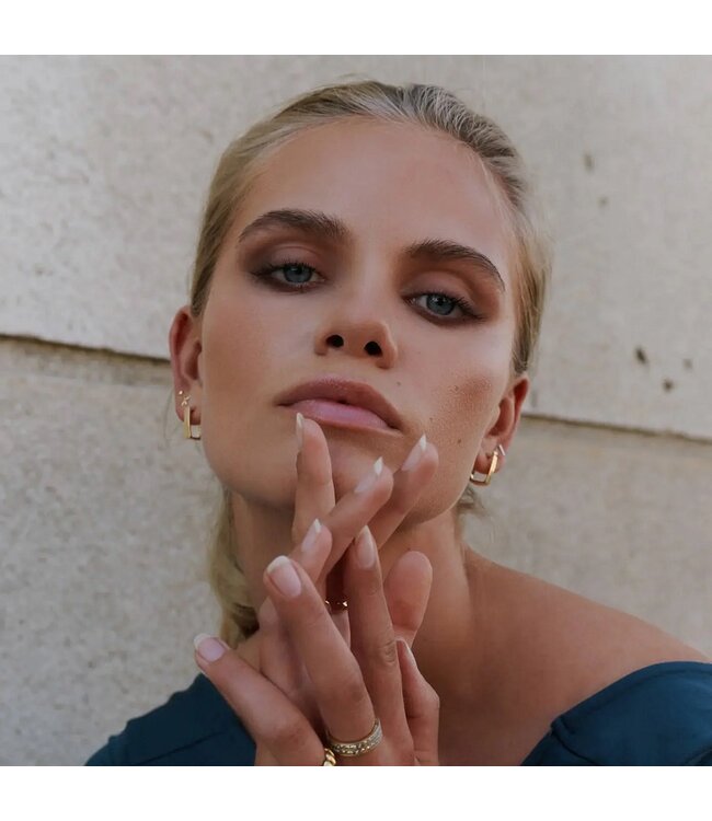 Max Square Hoop Stud Earrings Gold