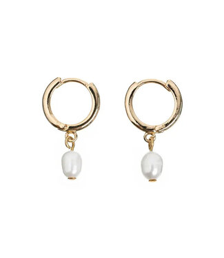Timi of Sweden Pearl Small Hoop Earrings Gold