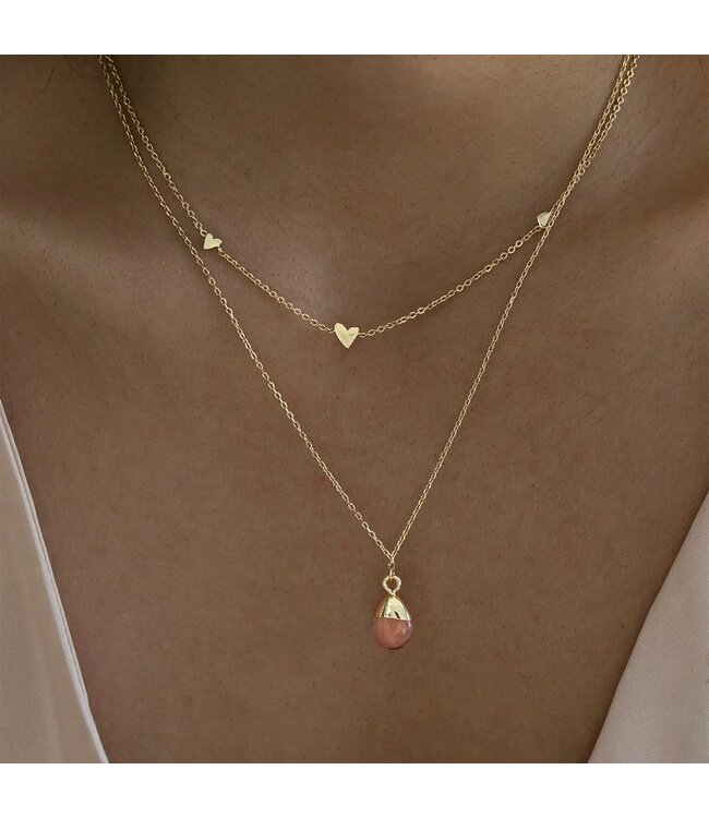 3 Small Hearts Halsketting stainless steel