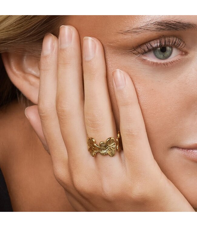 Ruta Flower Ajustable Ring stainless steel