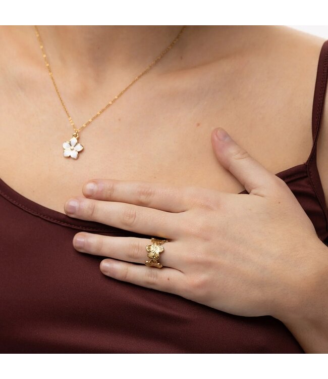 Ruta Flower Ajustable Ring stainless steel