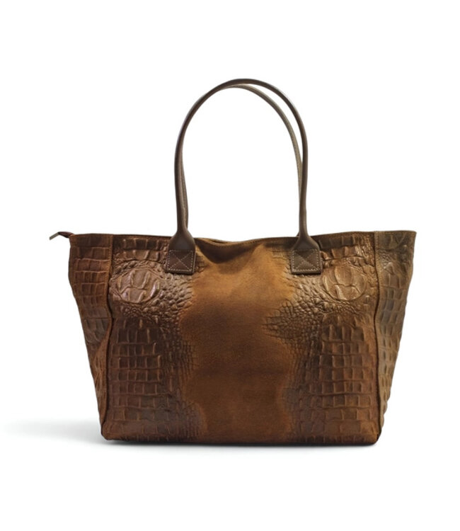 Zeen Lola croco ladies bag brown suede