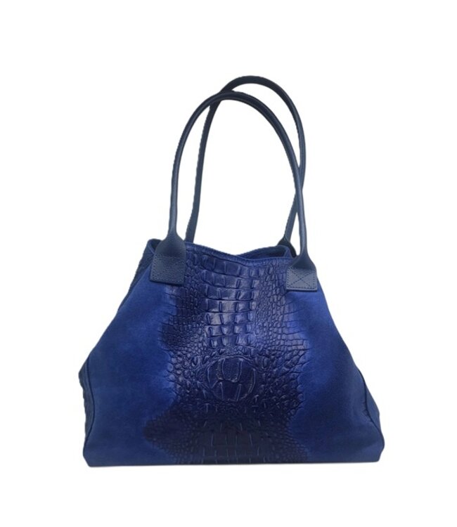 Zeen Lola Croco damestas jeansblauw suède