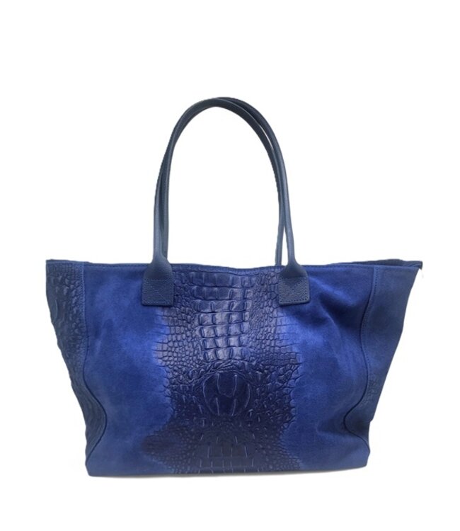 Zeen Lola Croco ladies bag jeans blue suede
