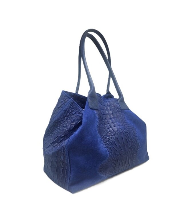 Zeen Lola Croco damestas jeansblauw suède