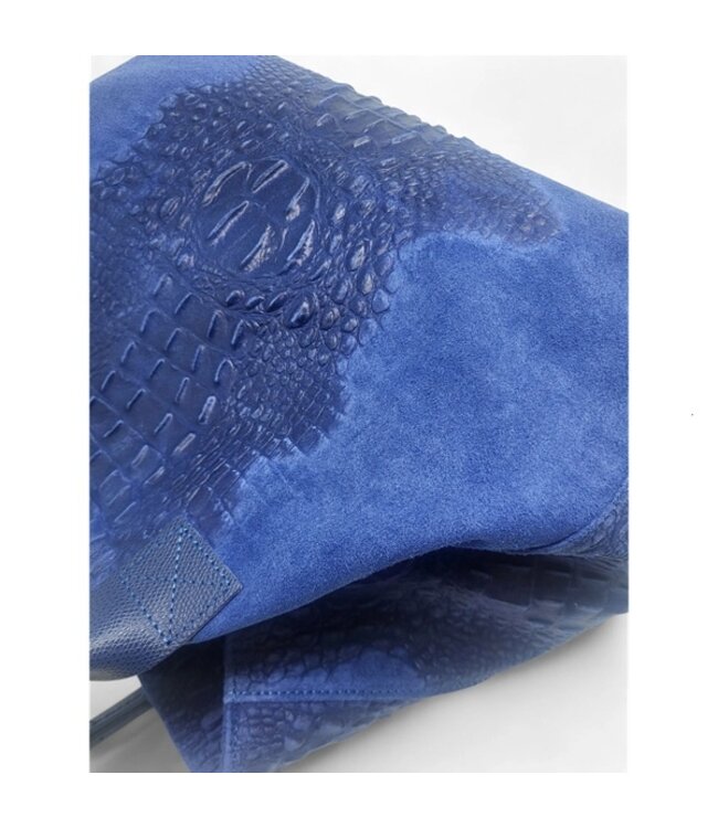 Zeen Lola Croco damestas jeansblauw suède