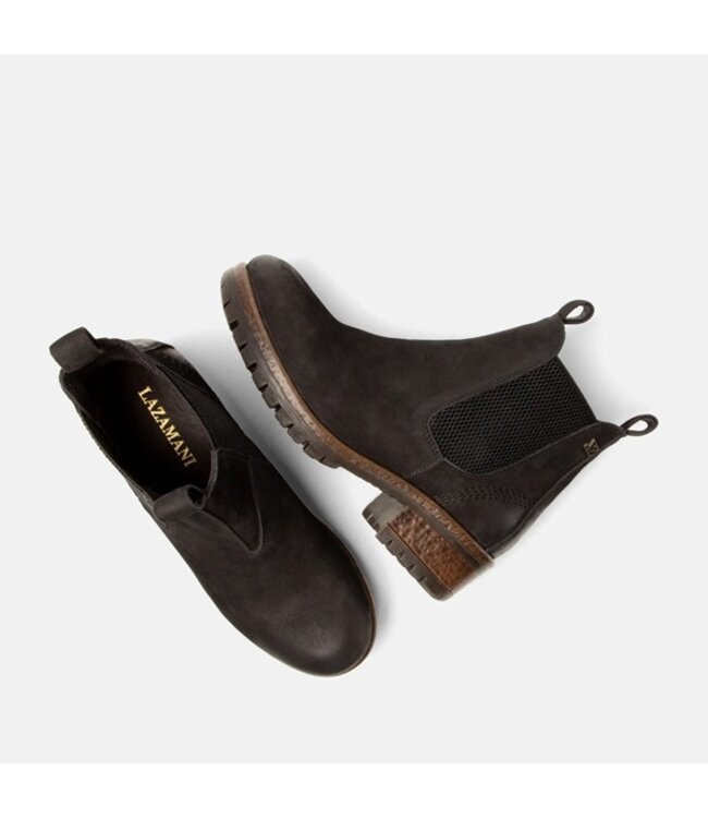 Lazamani women's Chelsea boots black nubuck