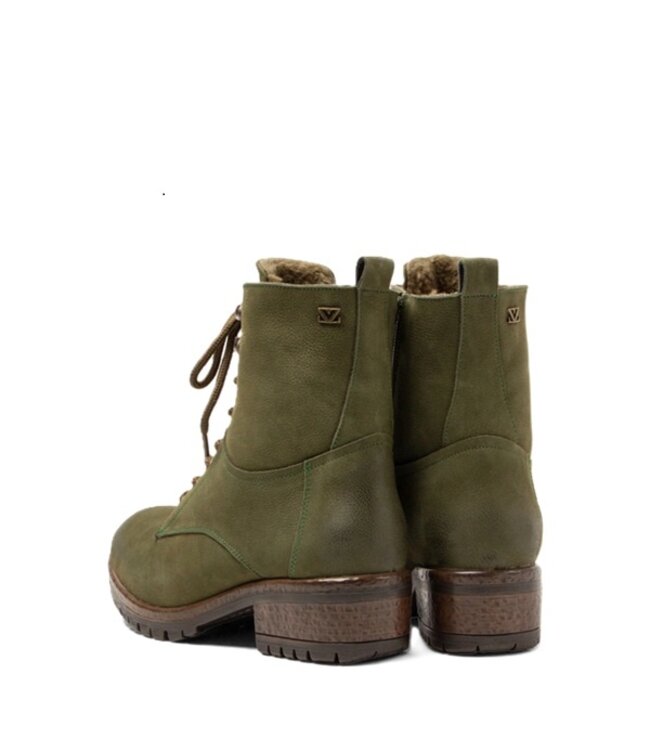 Lazamani women's lace-up boots in green nubuck with wool lining