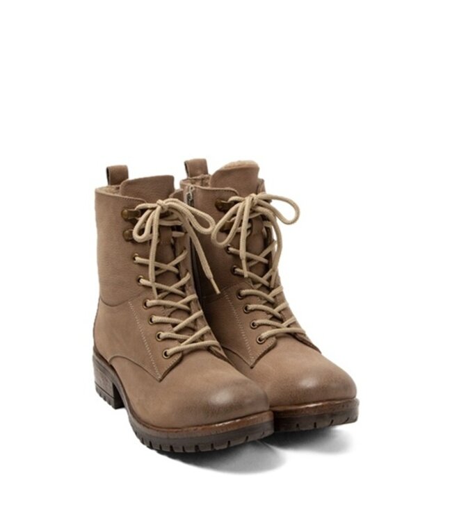 Lazamani women's lace-up boots in taupe nubuck with wool lining
