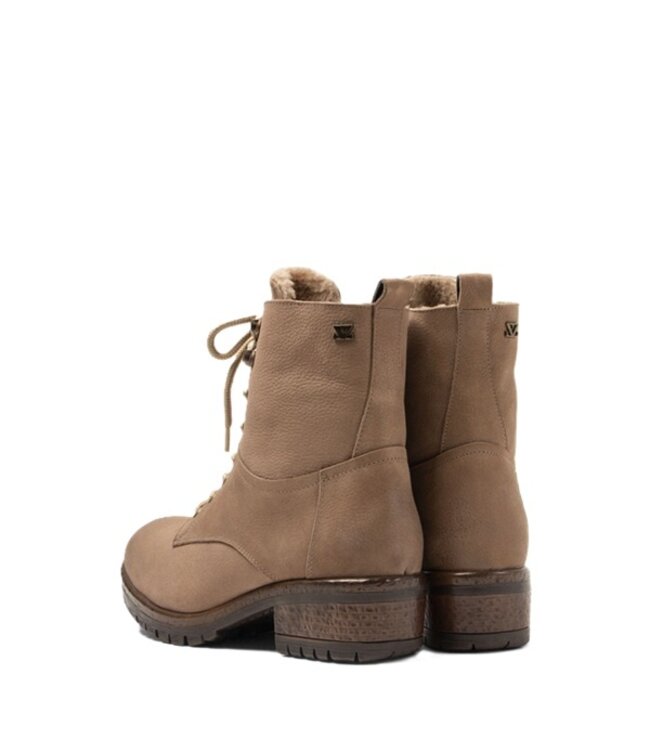 Lazamani women's lace-up boots in taupe nubuck with wool lining