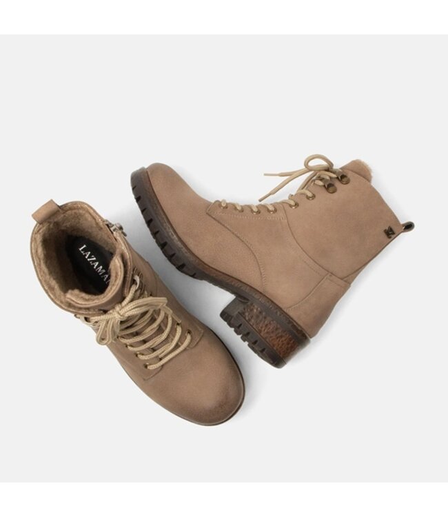 Lazamani women's lace-up boots in taupe nubuck with wool lining